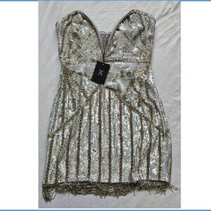 Dress, X by NBD, S, Silver/Gold, NWT,